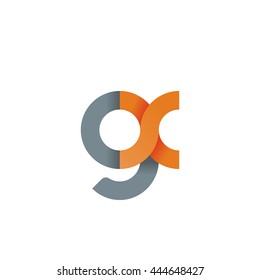 initial letter gx modern linked circle round lowercase logo orange gray