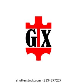 Ursprünglicher Buchstabe GX roter Kronenschild einfaches Logo. Minimal und einzigartig.