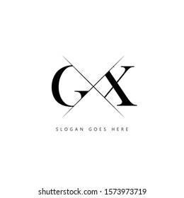 Initial letter gx sliced uppercase modern logo design template elements. Black letter Isolated on white background. Suitable for business, consulting group company.