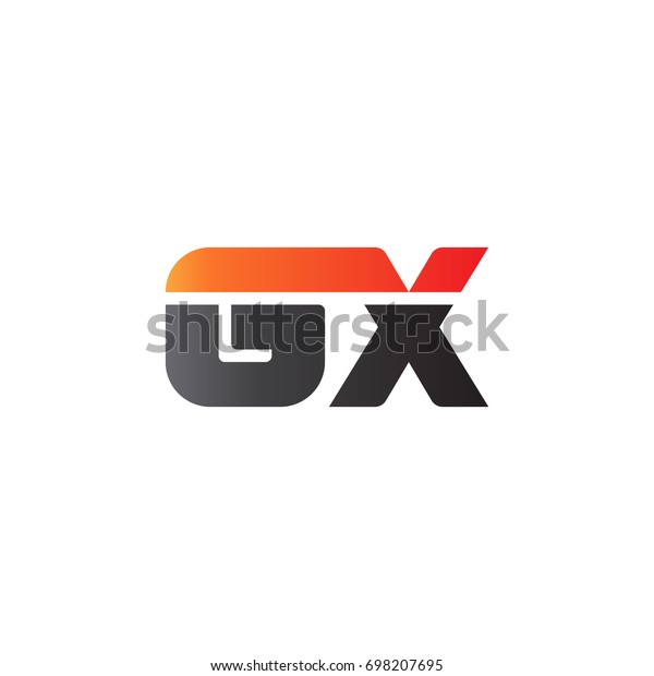 Initial letter GX, straight linked line bold logo,\
gradient fire red black\
colors