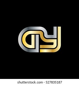 Initial Letter GY AY Linked Design Logo Silver Gold