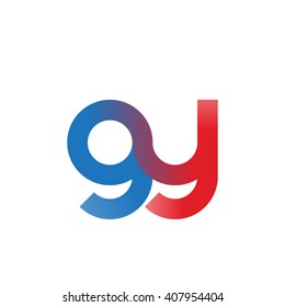 initial letter gy linked circle lowercase logo blue red