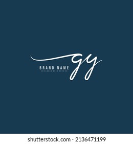 Initial Letter GY Logo - Handwritten Signature Style Logo