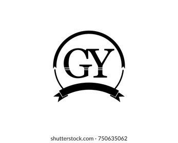 initial letter GY logo monogram retro black