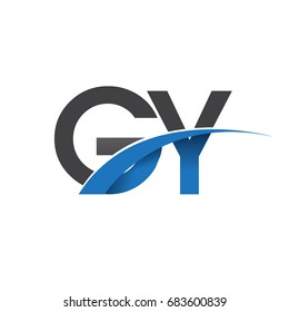 initial letter GY logotype company name colored blue and grey swoosh design. vector logo for business and company identity.
