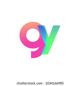 Initial Letter GY Lowercase Logo green, pink and Blue, Modern and Simple Logo Design.