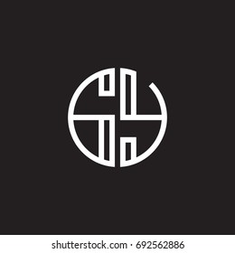 Initial letter GY, minimalist line art monogram circle shape logo, white color on black background