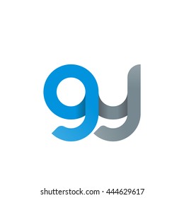 initial letter gy modern linked circle round lowercase logo blue gray