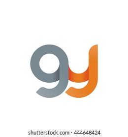 initial letter gy modern linked circle round lowercase logo orange gray