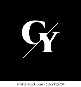 Initial Letter GY Monogram Sliced. Logo template isolated on black background