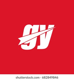 initial letter gy white logo in red background