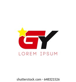 Initial letter gy yellow star logo red black