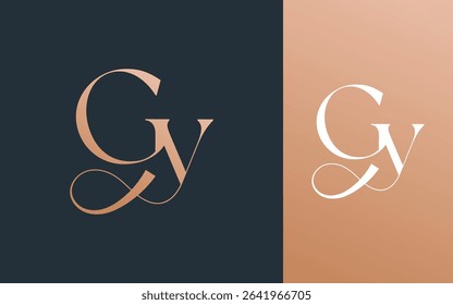 Initial letter GY YG logo design vector illustration for couple, wedding, and business