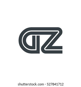 Initial Letter GZ CZ Linked Design Logo Black