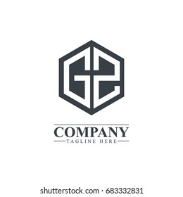 Initial Letter GZ Hexagonal Design Logo