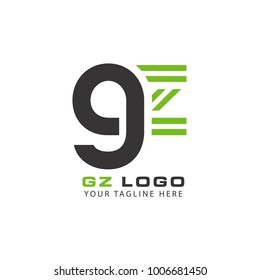 Initial Letter GZ Linked Circle Lowercase Logo Black Blue Icon Design Template Element