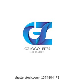 Initial Letter gz Linked Circle Lowercase Logo Blue Icon Design Template Element with gradient - Vector