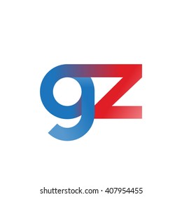 initial letter gz linked circle lowercase logo blue red