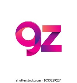 Initial Letter GZ Logo Lowercase, magenta and orange, Modern and Simple Logo Design.