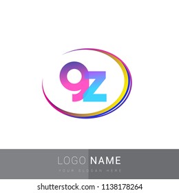 initial letter GZ logotype company name, coloreful and swoosh design. vector logo for business and company identity.