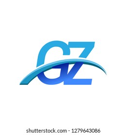 initial letter GZ logotype company name colored blue and swoosh design. vector logo for business and company identity.