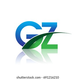 initial letter GZ logotype company name colored blue and green swoosh design. vector logo for business and company identity.
