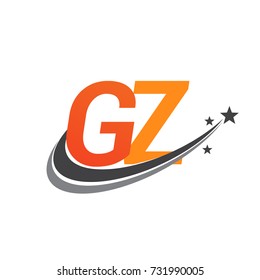 initial letter GZ logotype company name colored orange and grey swoosh star design. vector logo for business and company identity.