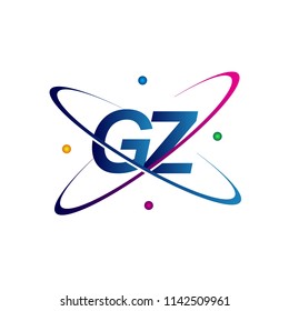 initial letter GZ logotype science icon colored blue, red, green and yellow swoosh design. vector logo for business and company identity.
