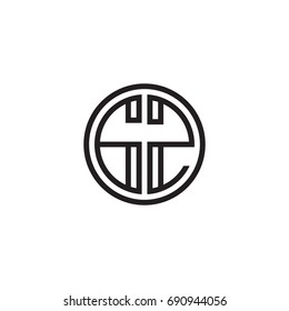 Initial letter GZ, minimalist line art monogram circle logo, black color