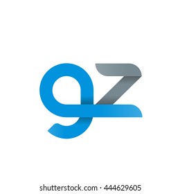 initial letter gz modern linked circle round lowercase logo blue gray