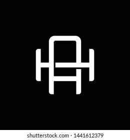 Initial letter H and A, HA, AH, overlapping interlock monogram logo, white color on black background