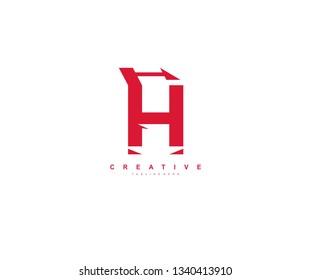 Initial Letter H Abstract Modern Futuristic Sharp Stylish Red Color Logo