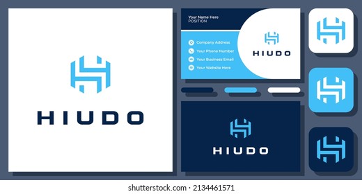 Letra inicial H Resumen Diseño de logotipo de monograma de tecnología simple moderna con tarjeta de visita
