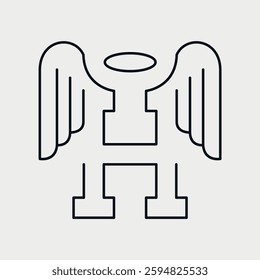 Initial Letter H Angel Wings logo design. Guardian Angel design concept alphabet font. Vector Illustration.