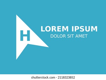 Initial Letter H with Arrow Logo Design Inspiration in blue background.