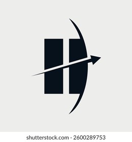 Initial Letter H Arrow logo design concept alphabet font. Vector Illustration.