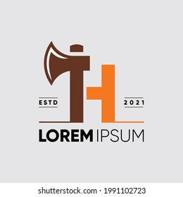 Initial Letter H Axe Logo Design Vector Graphic Icon Illustration 