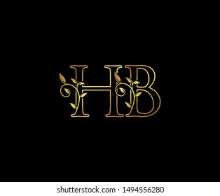 Initial letter H and B, HB, Gold Logo Icon,  classy gold letter monogram logo icon Suitable for boutique,restaurant, wedding service, hotel or business identity. 