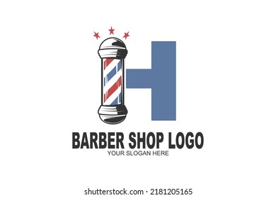 initial Letter H barber shop logo