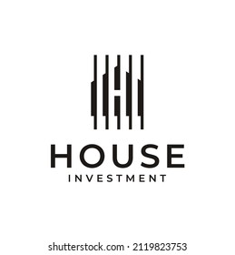 Initial Letter H with bars for Home or House Real Estate Property Building Business Company logo design