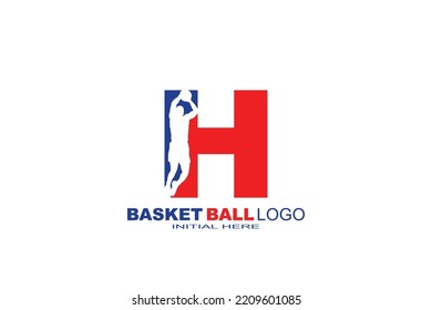 initial Letter H basketball logo