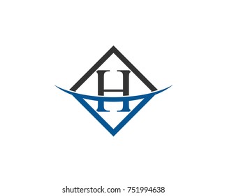 initial letter H black blue