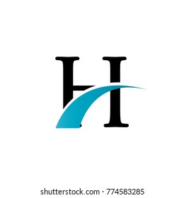 Initial Letter H Blue Swoosh Logo