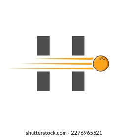 Initial Letter H Bowling Logo. Bowling Ball Symbol Vector Template
