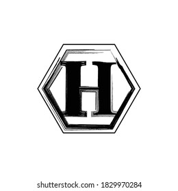 Initial Letter H With Brush style effect monogram logo.