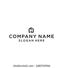initial letter h with building logo design vector illustration template