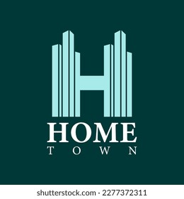 Initial Letter H With Building Logo Design Template. 