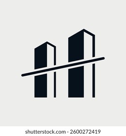 Initial Letter H Buildings logo design. Real Estate design concept alphabet font. Vector Illustration.