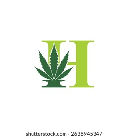Initial Letter H with Cannabis Leaf