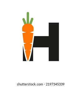 Initial Letter H Carrot Icon Design Vector Template. Carrot Logo Based Alphabet